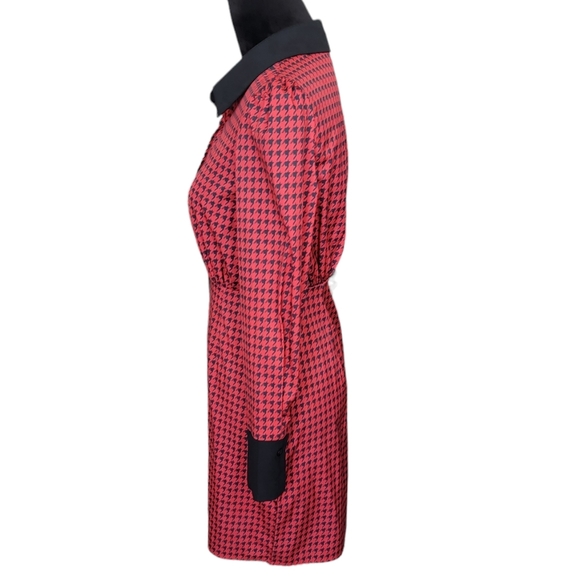 Shein Red & Black Houndstooth Printed Dress Size Small - Picture 4 of 6